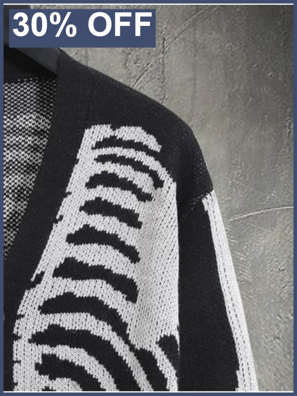 Men's Skeleton Pattern Knitted Cardigan Sweater - Picture 2 of 5